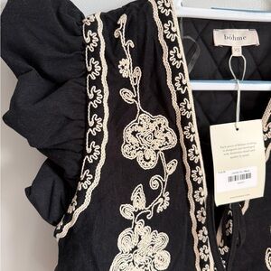Böhme Black vest with Cream Embroidery
